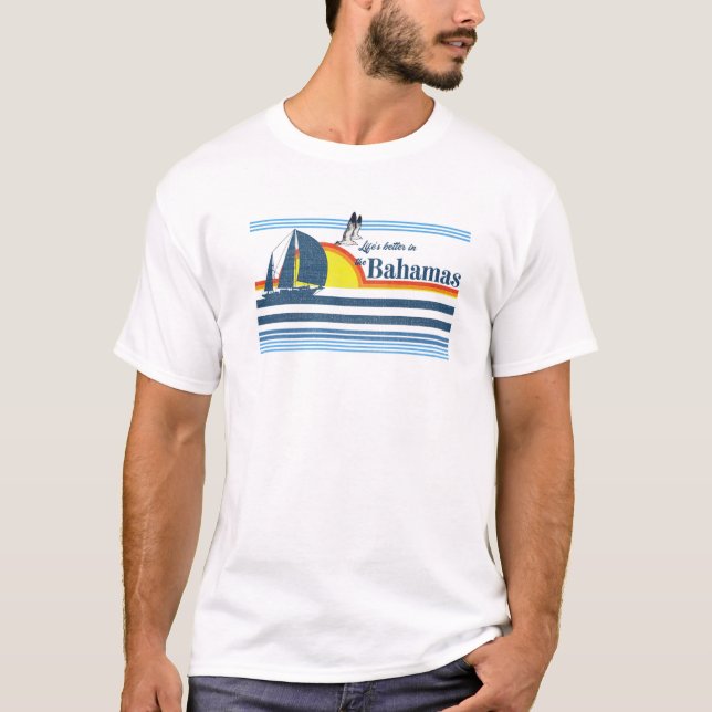 T-shirt Bahamas Beach Retro Les années 70 80S 90S Voilier  (Devant)