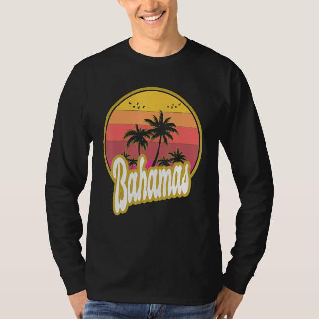 T-shirt Bahamas Beach Retro Sunset (Devant)