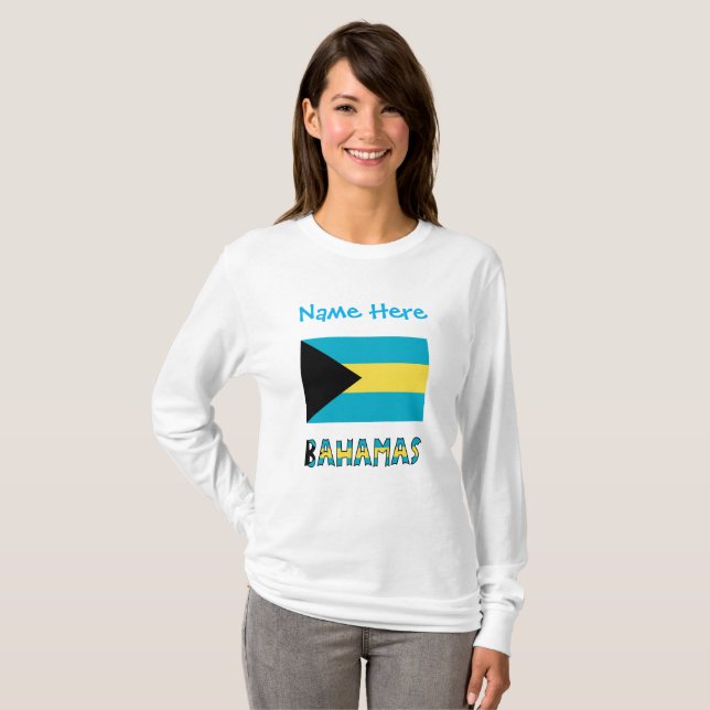 T-shirt Bahamas Drapeau bleu Personnalisation (Devant entier)