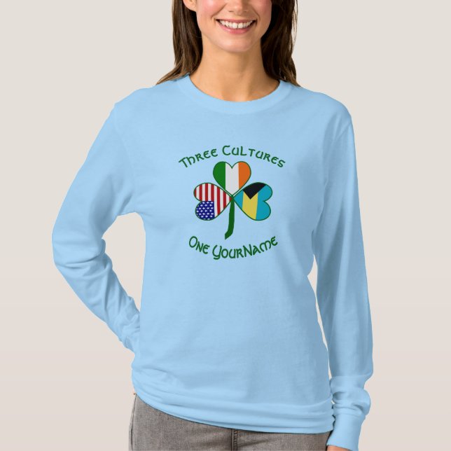 T-shirt Bahamas Irlande États-Unis drapeaux Shamrock perso (Devant)