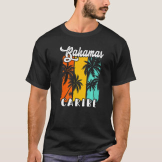 T-shirt Bahamas Palm Trees Beach Caribe Retro Vacation Fam