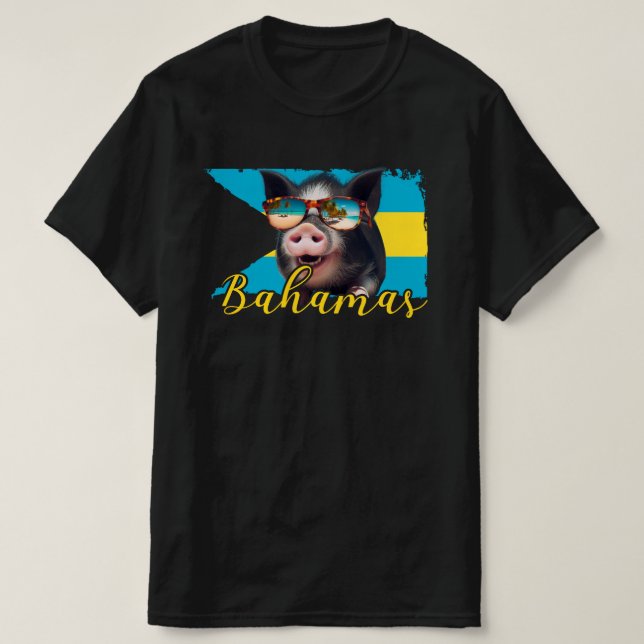 T-shirt Bahamas Pignoires - Exuma Pig Beach Adventure (Design devant)