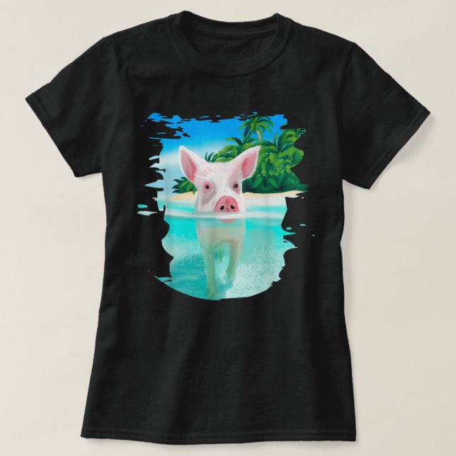 T-shirt Bahamas Pigs de natation Pig nage plage vacances (Design devant)