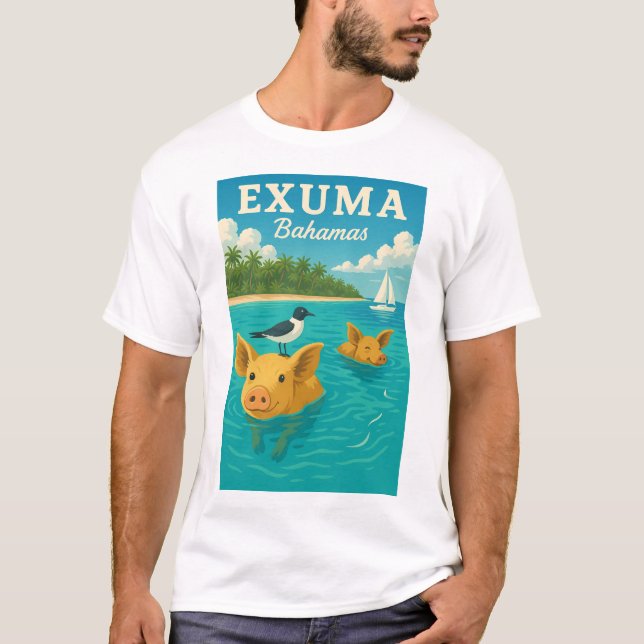 T-shirt Bahamas Pigs Plage tropicale Exuma 2025 (Devant)