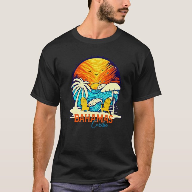 T-shirt Bahamas Sunset Beach Caribe Vacances Couples Famil (Devant)