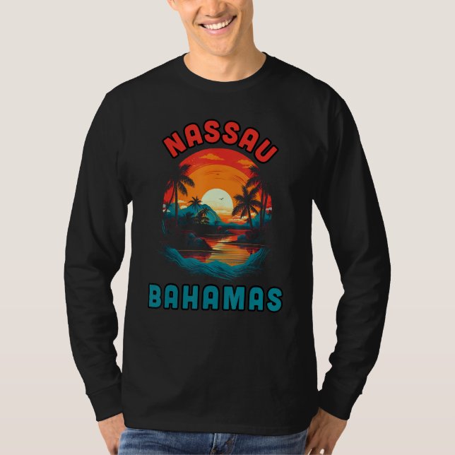 T-shirt Bahamas Tropical Sunset beach Souvenir Vacation (Devant)