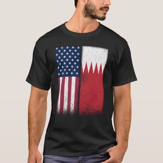 T-shirt Bahrain Bahraini American Flags Proud USA Bahrain (Devant)