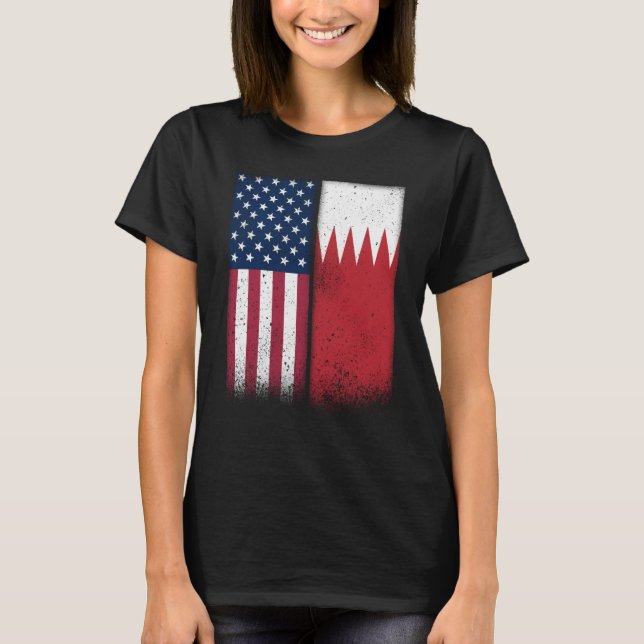 T-shirt Bahrain Bahraini American Flags Proud USA Bahrain (Devant)
