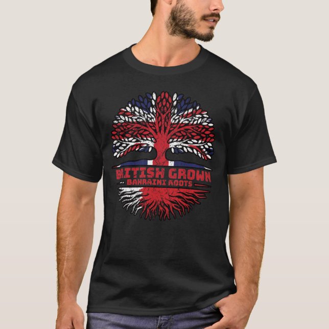 T-shirt Bahrain Bahraini British UK Tree Roots Flag (Devant)