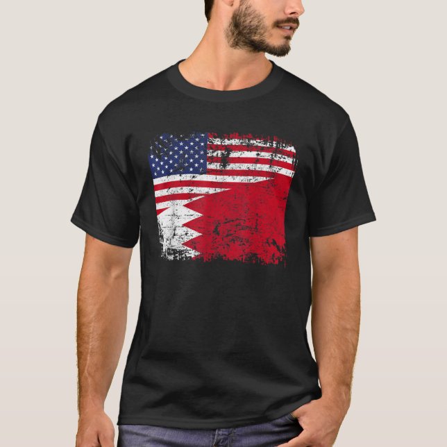 T-shirt BAHRAINI RACINE Drapeau semi-américain USA DRAPEAU (Devant)