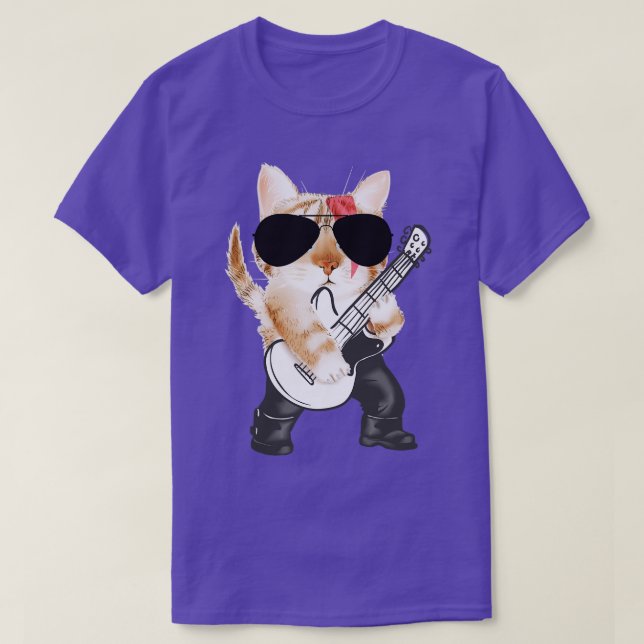T-shirt Baid Cool Cat Bass Guitare (Design devant)