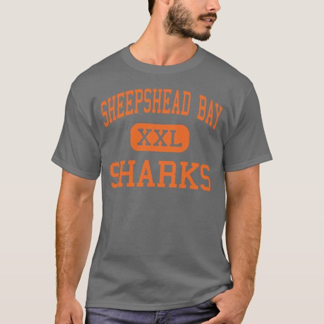 T-shirt Baie de Sheepshead - requins - haute - Brooklyn (Devant)