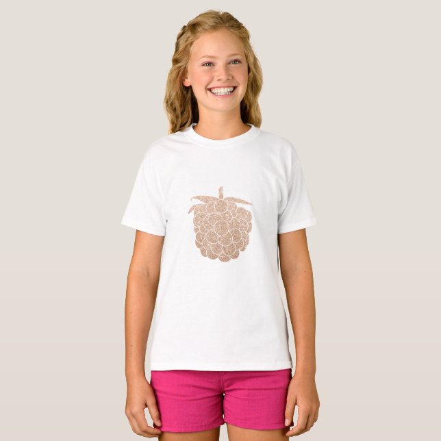 T-shirt baie rose de parties scintillantes d'or de poussin (Devant entier)