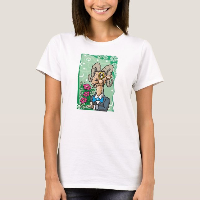 T-shirt Baies florales avec cravate de Monocle et de Bow (Devant)