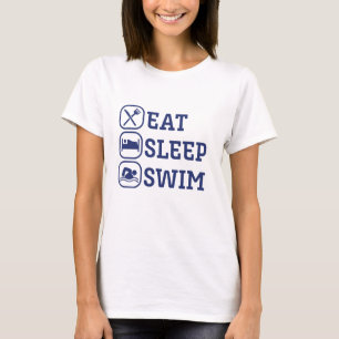 T-shirt Baignade amusante Manger Sleep Swim