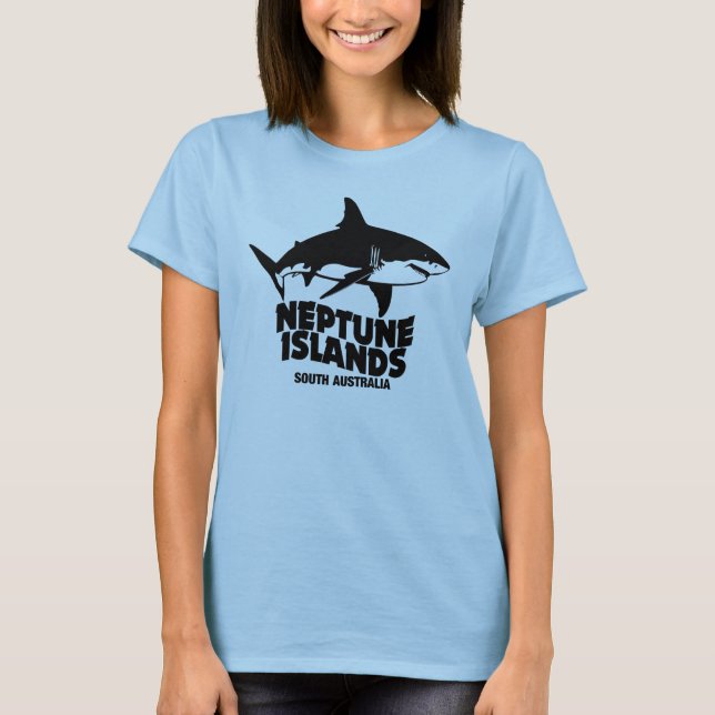 T-shirt Baignade avec de grands requins blancs îles Neptun (Devant)