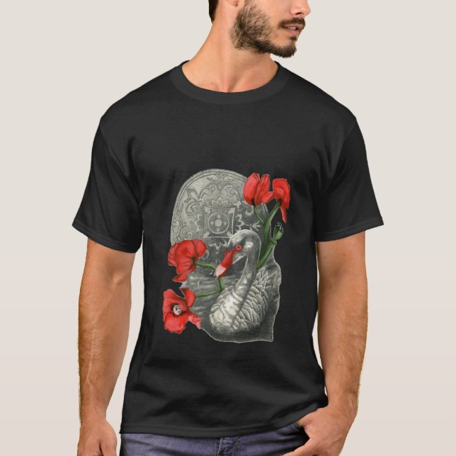 T-shirt Baignade grand oiseau volant fleurs de natation g (Devant)