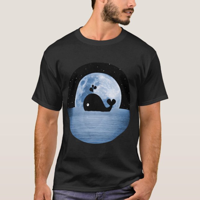 T-shirt Baigneade nocturne de baleine - Bleu (Devant)