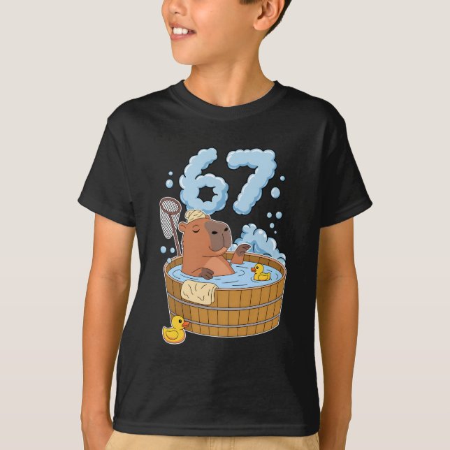 T-shirt Baignoire de Capybara 67 Relaxé Drôle Six Sept Mem (Devant)