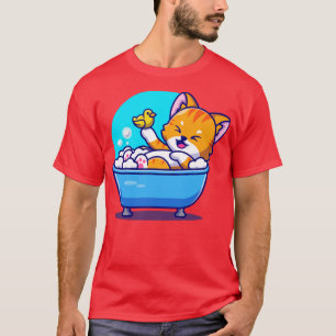 T-shirt Baignoire De Chat Dans La Baignoire Avec Jouets De