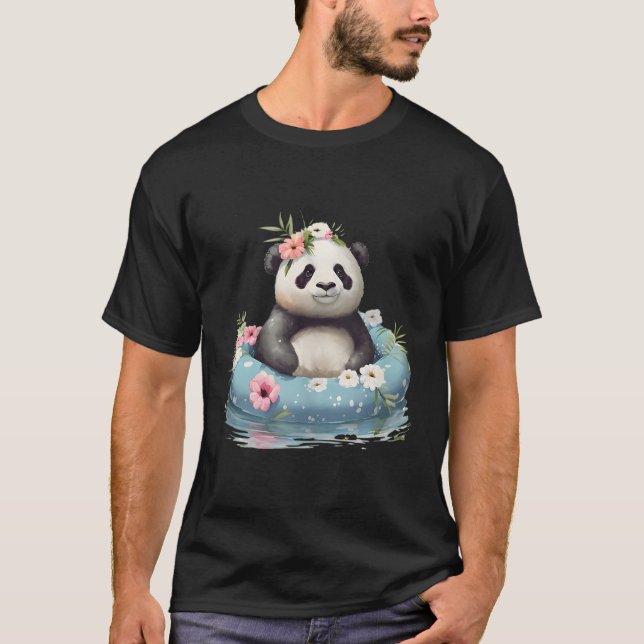 T-shirt Baignoire Panda Bear À La Rin De Baignade Lac (Devant)