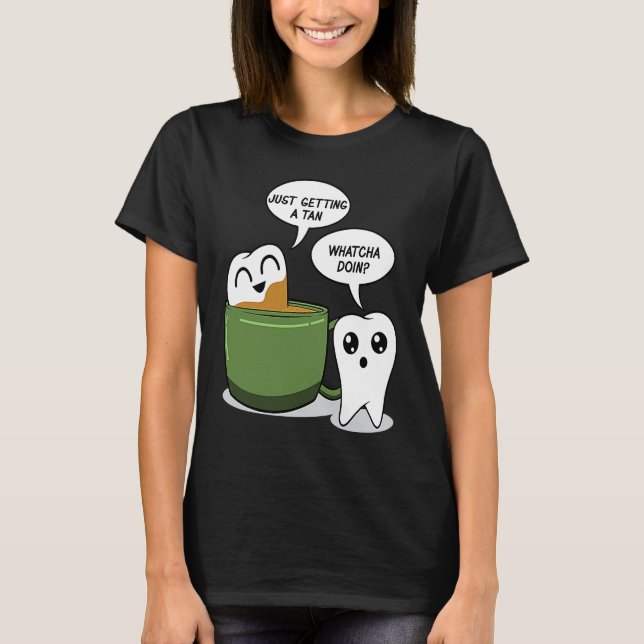 T-shirt Bain de bouche au café Zahn  Aide dentaire pour de (Devant)