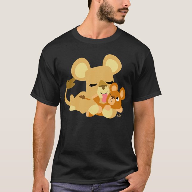 T-shirt Bain de Lion en caricature mignonne (Devant)