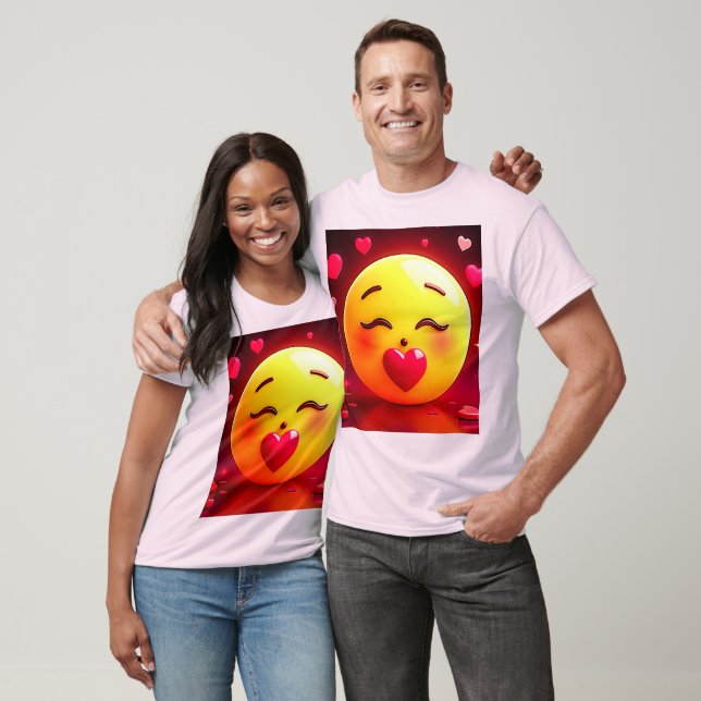 T-shirt Baiser Emoji Coeurs soufflants (Unisexe)
