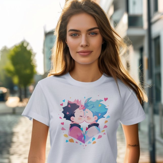 T-shirt Baiser mignon Anime Boys (Créateur téléchargé)