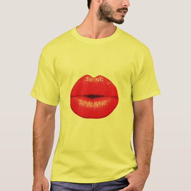 T-shirt Baiser pop art rouge lèvres (Devant)