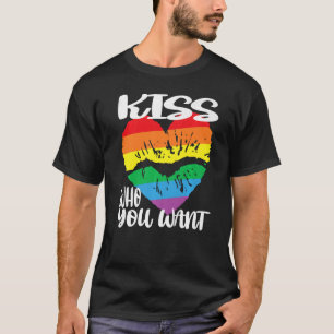 T-shirt baiser qui vous voulez la bouche arc-en-ciel forme