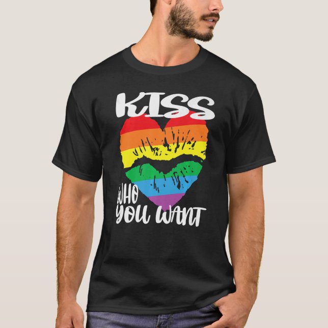 T-shirt baiser qui vous voulez la bouche arc-en-ciel forme (Devant)