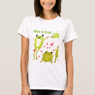 T-shirt Baiser une grenouille slogan de l'environnement Cu