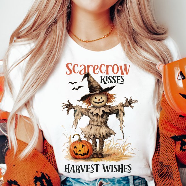 T-shirt Baisers à moissonneuse et souhaits de récolte Auto (Scarecrow Kisses and Harvest Wishes Retro Vintage Autumn T-Shirt)