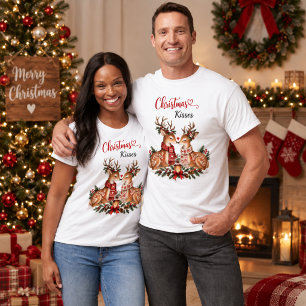 T-shirt Baisers de Noël Couple de Rennes Scandinave
