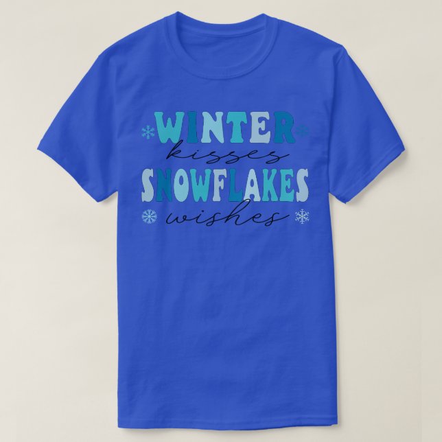 T-shirt baisers d'hiver flocons de neige souhaits hiver sa (Design devant)