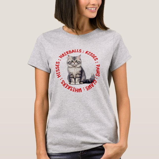 T-shirt Baisers et baisers, britannique chatte à cheveux l (Devant)