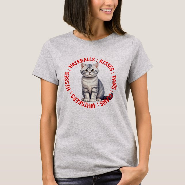 T-shirt Baisers et baisers, British short hair cat (Devant)