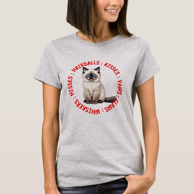 T-shirt Baisers et baisers, chat Birman (Devant)