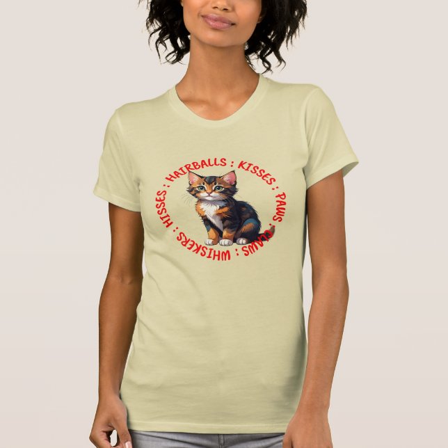 T-shirt Baisers et baisers, Tortoiseshell cat (Devant)