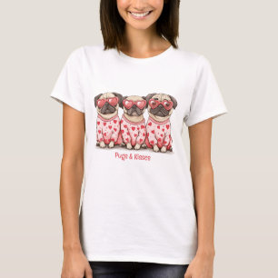 T-shirt Baisers et pug de la Saint-Valentin