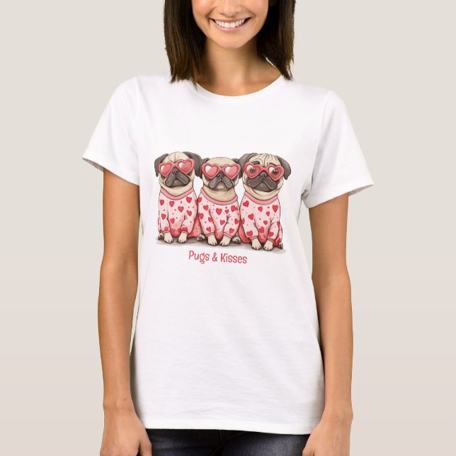 T-shirt Baisers et pug de la Saint-Valentin (Devant)