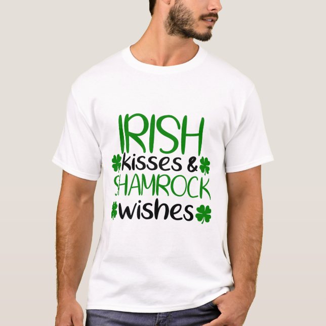T-shirt Baisers irlandais et souhaits Shamrocks (Devant)