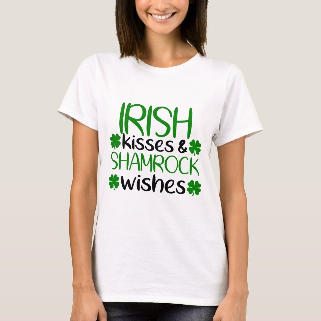 T-shirt Baisers irlandais et souhaits Shamrocks (Devant)