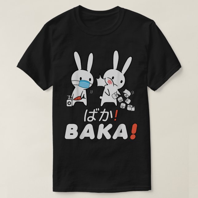 T-shirt Baka Idiot Funny Rabbit Anime Japon avec Masque &  (Design devant)