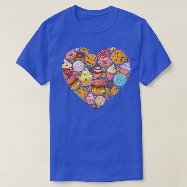 T-shirt Bake Baking Cupcake Donut Cake Pie Cookie Heart  (Design devant)