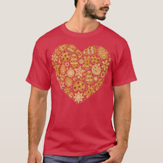 T-shirt Bake Baking Gingerbread Man Christmas Cookie Heart
