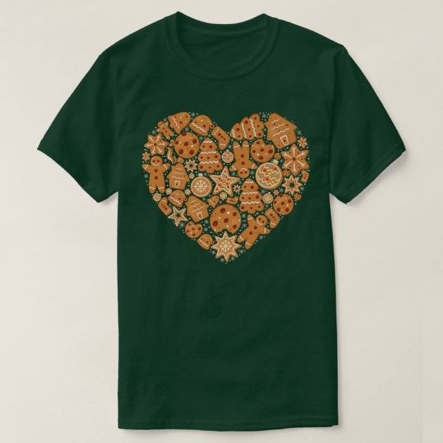 T-shirt Bake Baking Gingerbread Man Christmas Cookie Heart (Design devant)