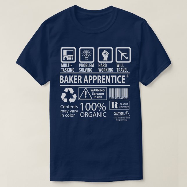 T-shirt Baker Apprentice Multi-Tasking Certified Job Gift  (Design devant)