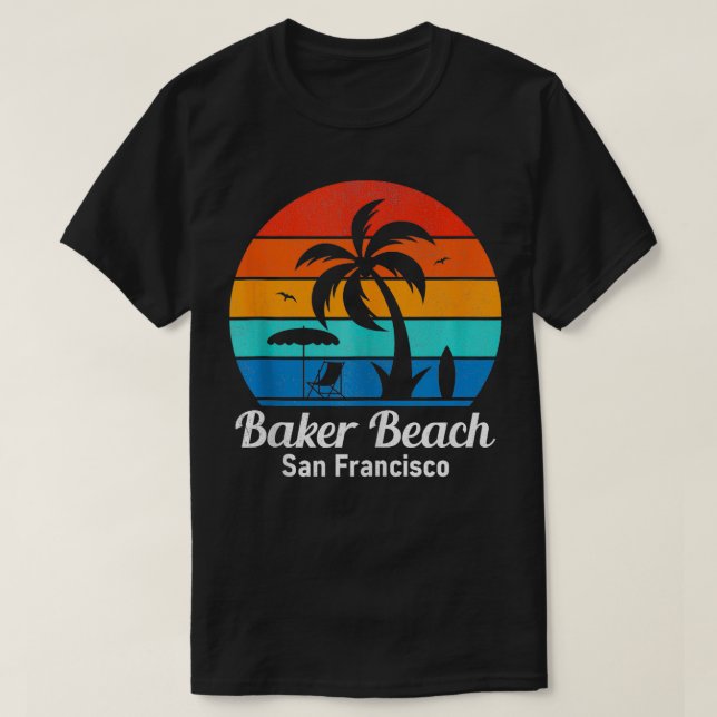 T-shirt Baker Beach San Francisco Palm Tree Coucher de sol (Design devant)